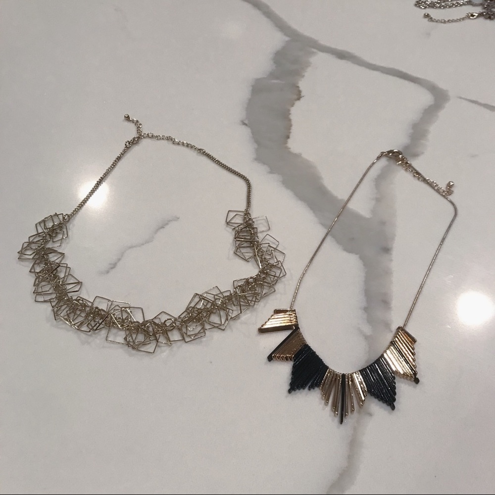 Gold Geometric Necklaces